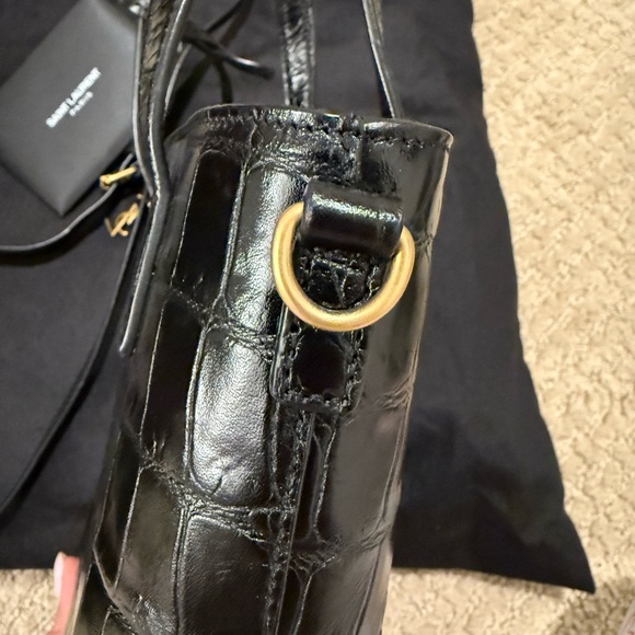Saint Laurent Black Croc Embossed mini bag - Picture 5 of 8